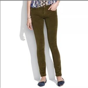 Madewell Women's Tapered Skinny Corduroy Pants 27x32 Olive Green Cotton Blend